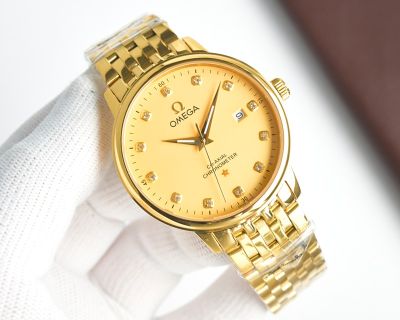 Omega 40*12mm Imported Citizen Movement 316L Steel Gold Stainless Steel Strap Men Watch